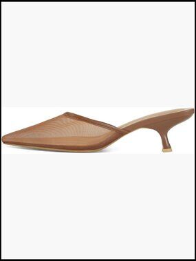 Mesh Kitten Heel Mules Pointed Toe Slingback Stiletto Pumps Elegant Chic